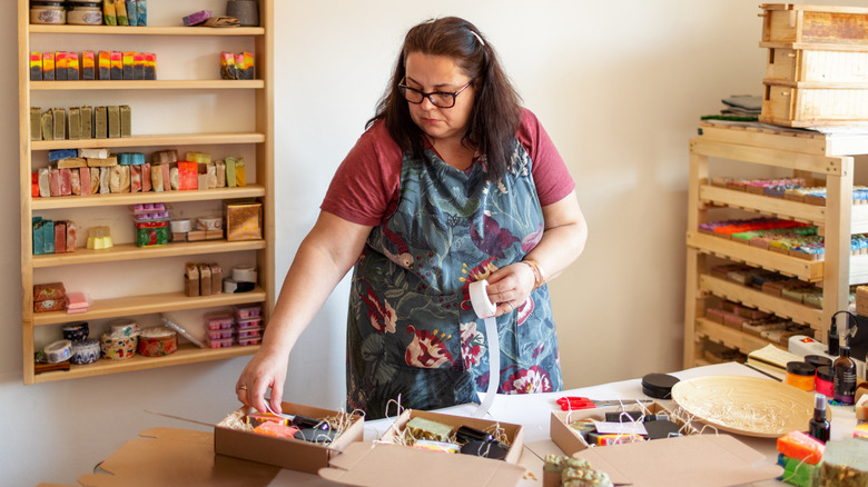 Someone working in a craft room