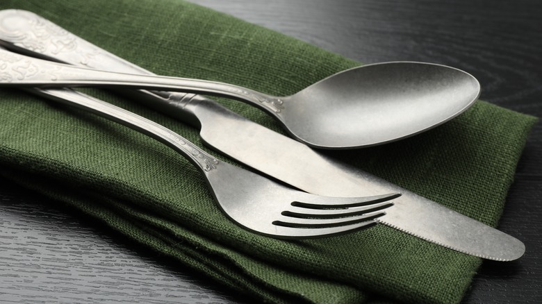 set of cutlery on napkin