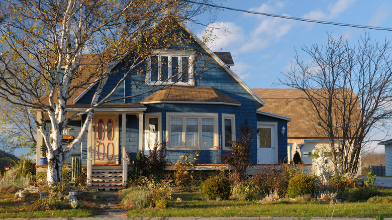 Dark blue craftsman home