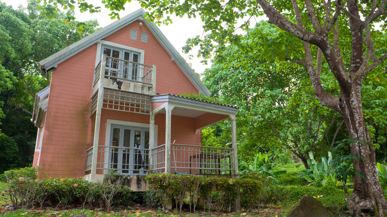 Peachy orange home exterior