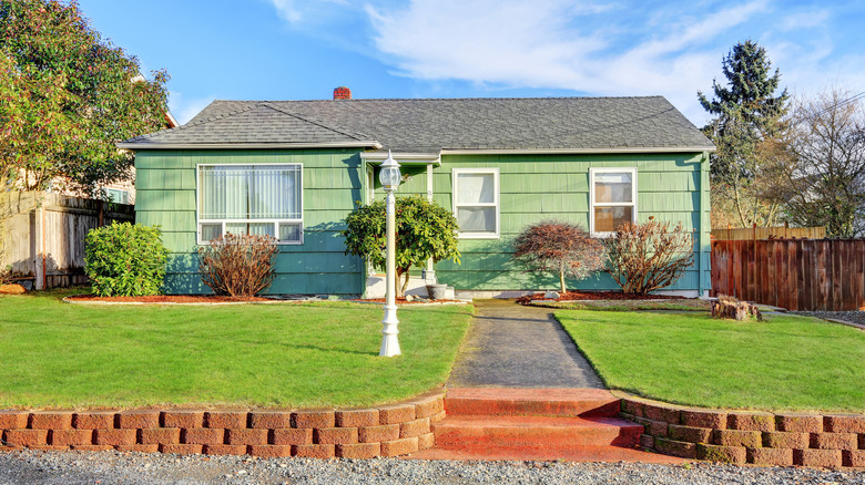 Pear green home exterior