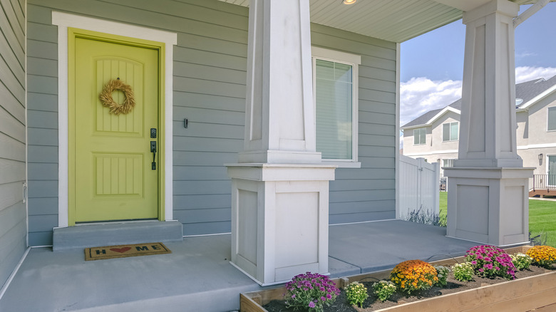 Green siding chartreuse door