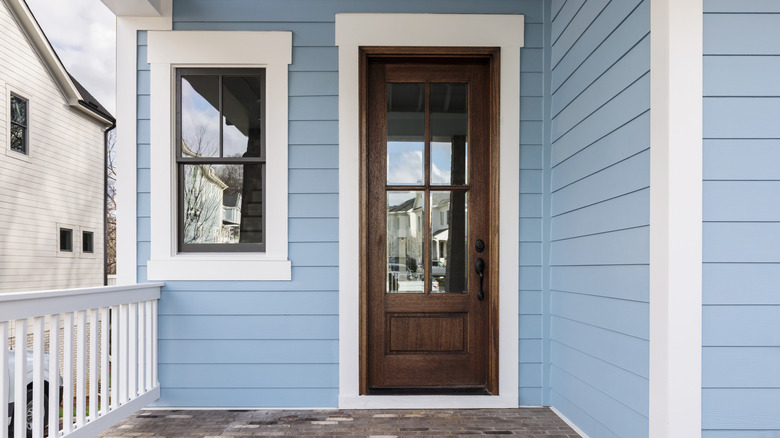 Light blue vinyl siding