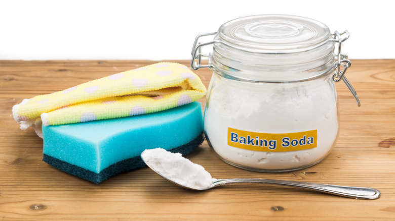 baking soda and sponge