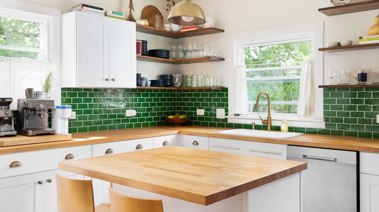 Kitchen with butcherblock counters