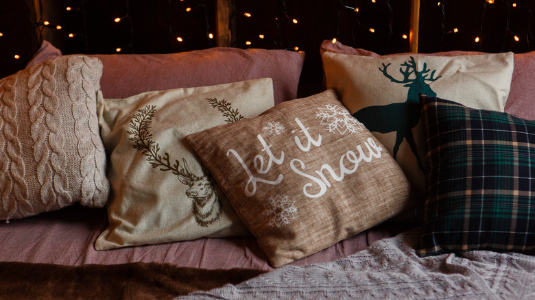 pillows with festive covers