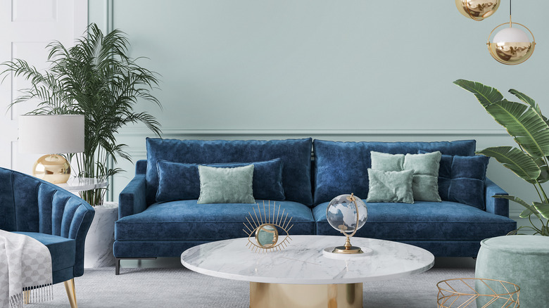 blue living room couch