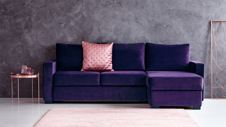 purple couch in a room