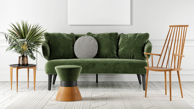 green couch in a room