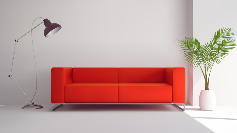 red living room couch