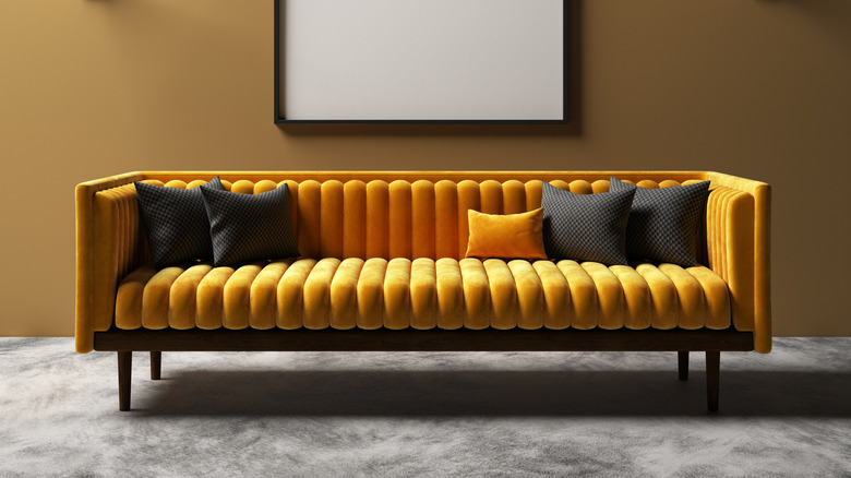 yellow living room couch