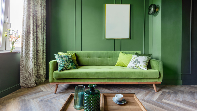 green living room couch