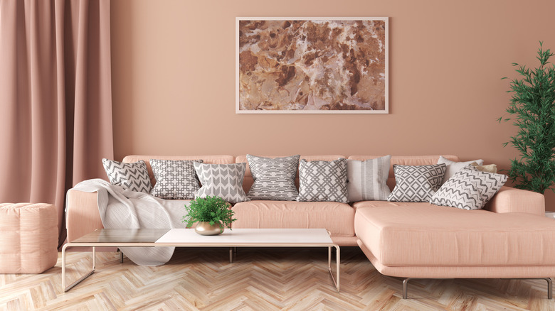 pink living room couch