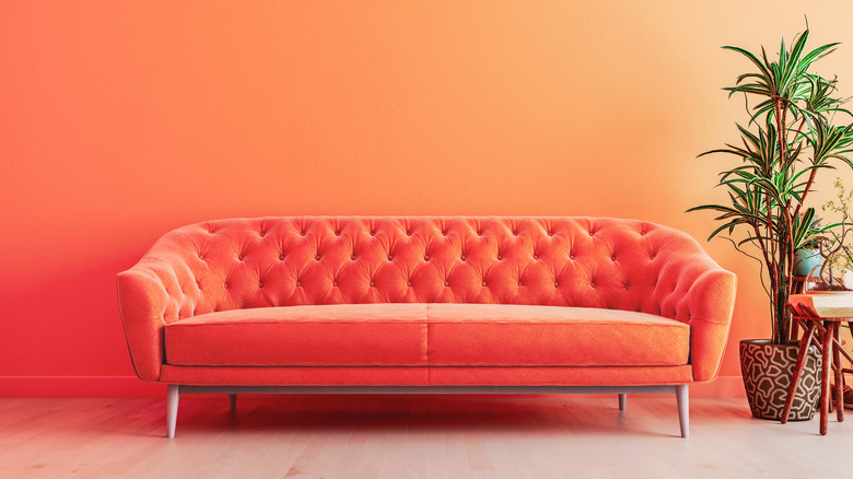 peachy orange couch