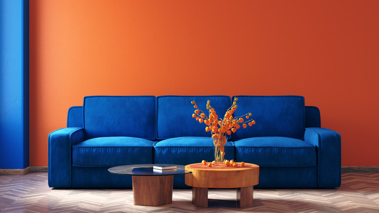 blue living room couch