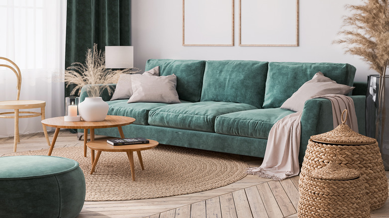 green living room couch