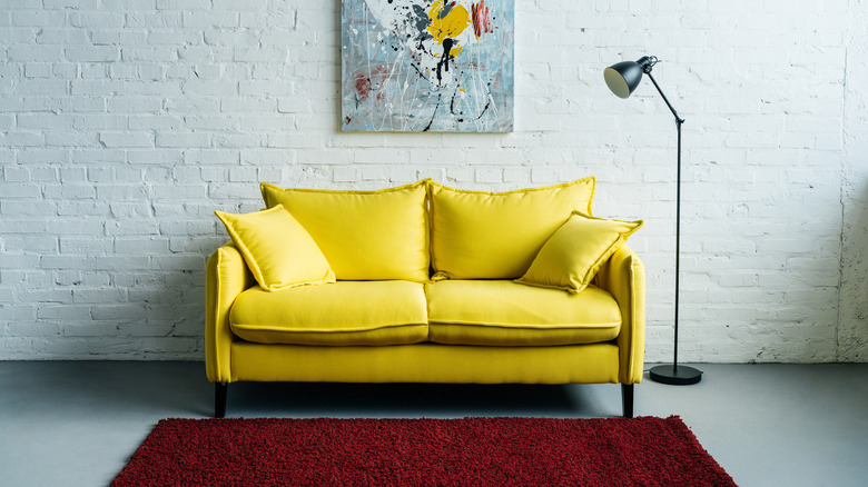 yellow living room couch