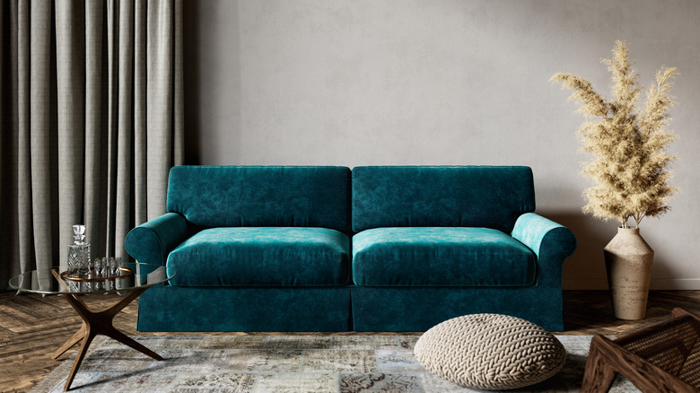 teal living room couch