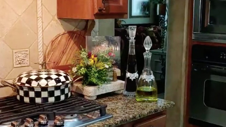 decanters filled with oil