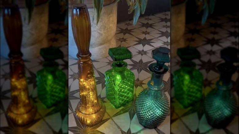 decanters filled with led lights