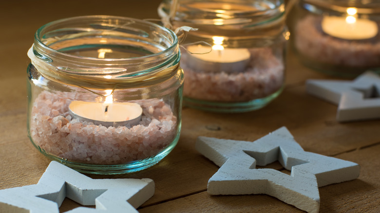 votive candle in jar