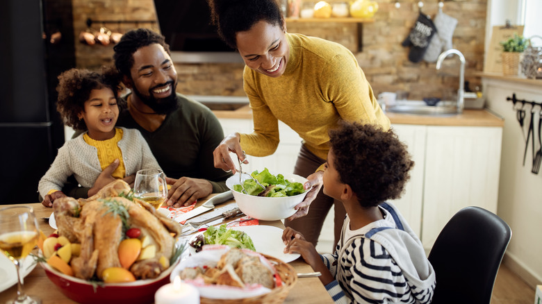 happy family at dining table