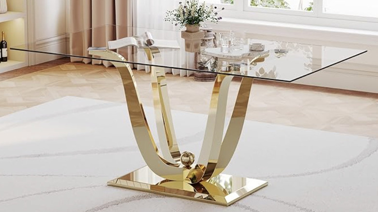 Oversized glass dining room table 