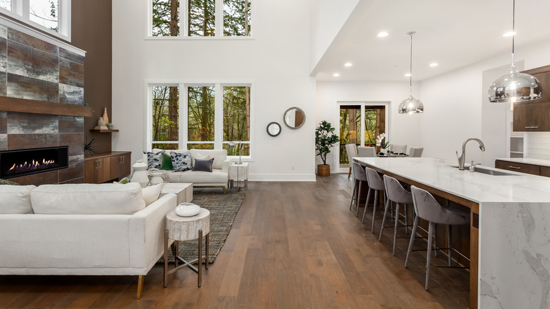 Kitchen open to living room