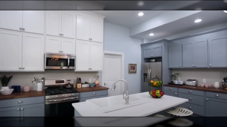 two-toned cabinets and mixed countertops