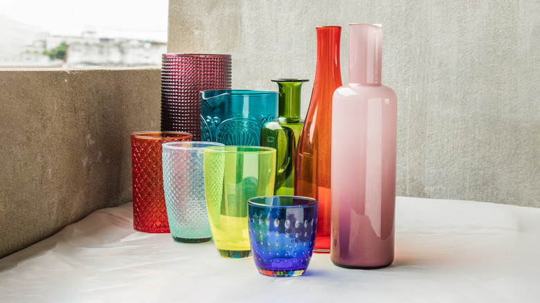 colored glass vases