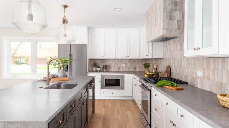 modern kitchen with granite countertops