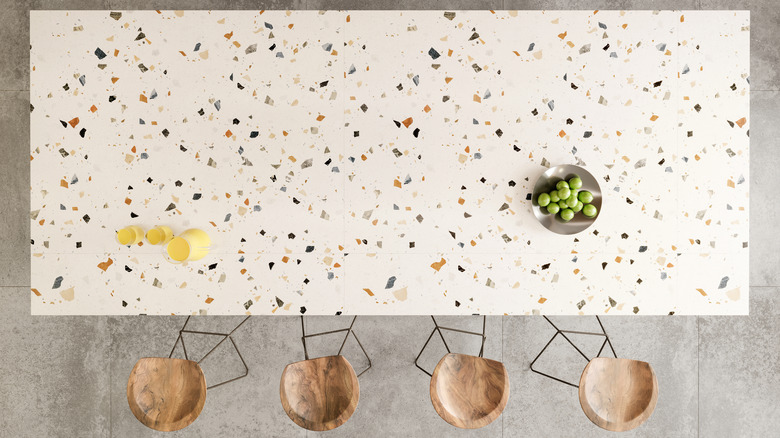 terrazzo kitchen island from above