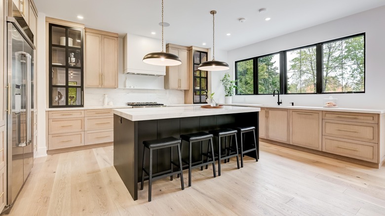 Light oak wood cabinets