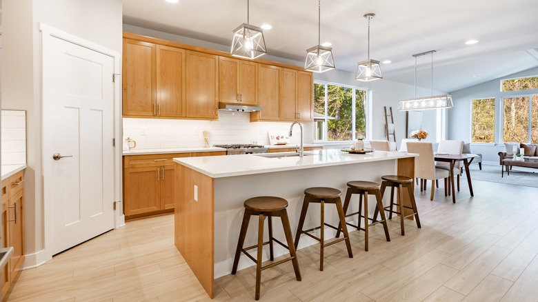 Updated kitchen with oak cabinets