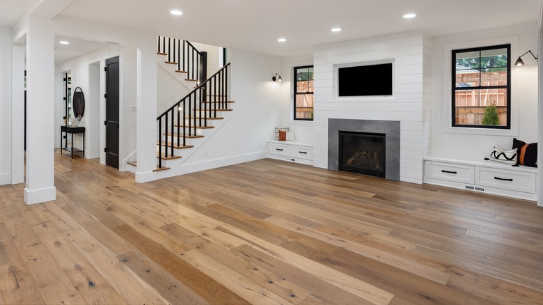 empty living room with hardwood floors