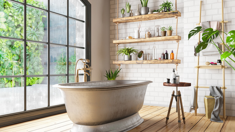 Bathroom with plants