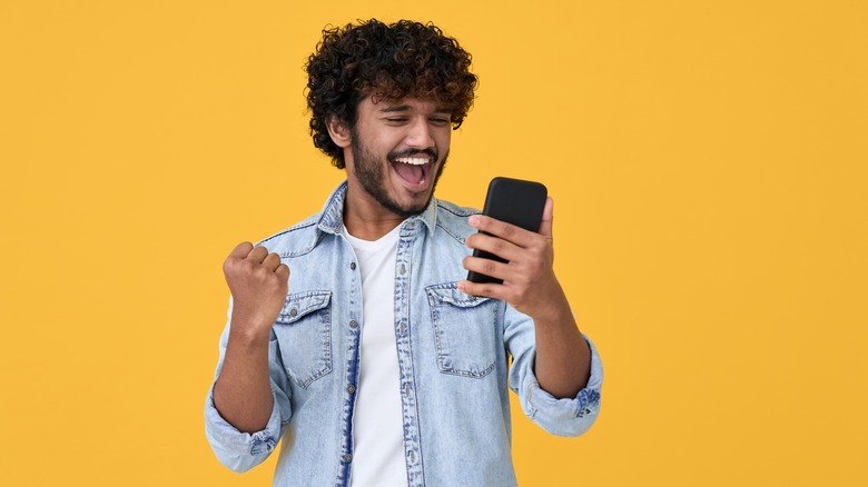 Man excited with phone