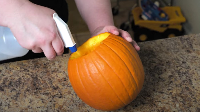 bleach spray on cut pumpkin