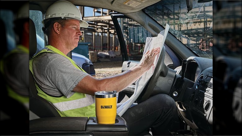 yellow stainless steel DeWalt tumbler