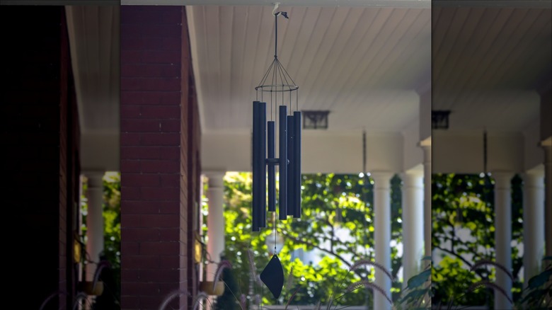 blue wind chime hanging