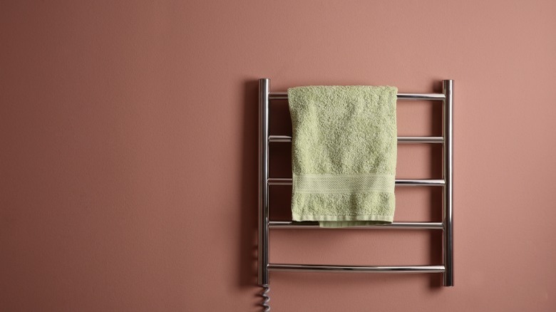 Heated towel racks with towel 