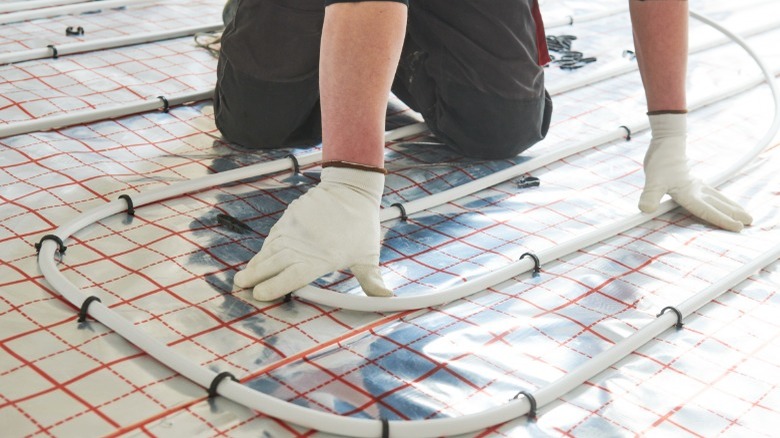 Installing heated flooring 