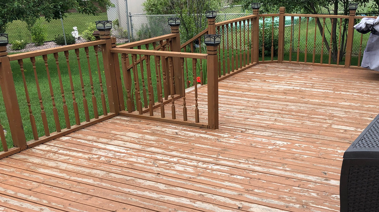 Peeling paint on home deck