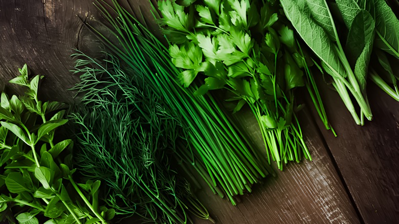 herbs cut up neatly counter