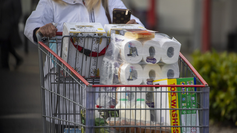 Pushing Costco cart