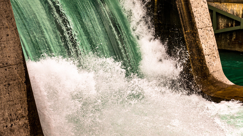 water flow controlled by dam