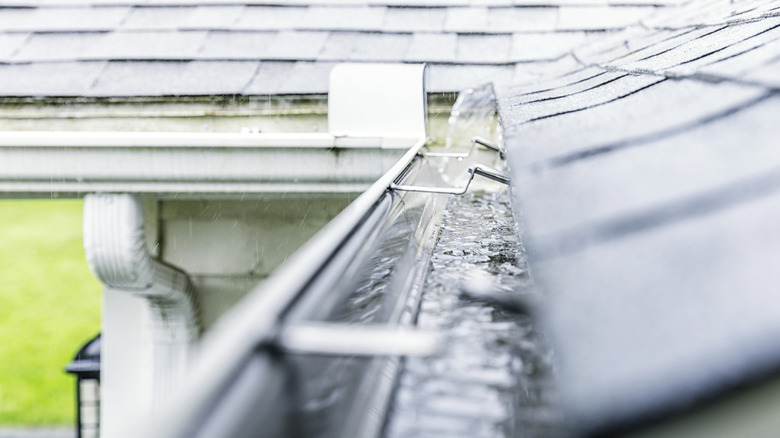 Close up of water inside of gutters