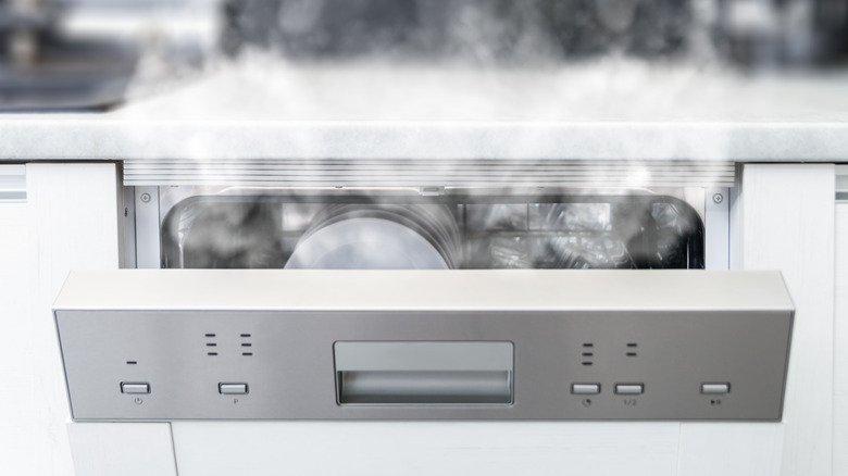 Steam coming out of dishwasher