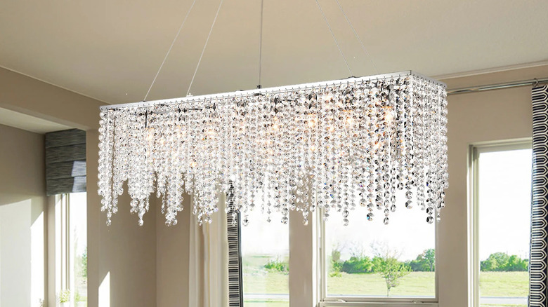 hanging rectangle crystal chandelier 