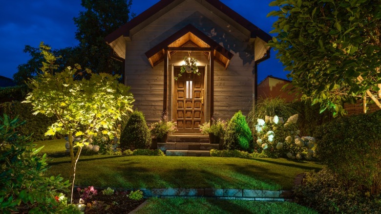 Beautiful outdoor lights on home